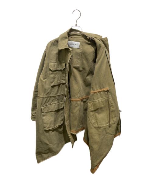 VALENTINO（ヴァレンティノ）VALENTINO (ヴァレンティノ) ミリタリーライクコットンオーバーサイズハーフコート カーキ サイズ:38の古着・服飾アイテム