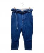 AMI Alexandre Mattiussiアミアレクサンドルマテュッシ）の古着「ベルト付テーパードデニムパンツ」｜ブルー