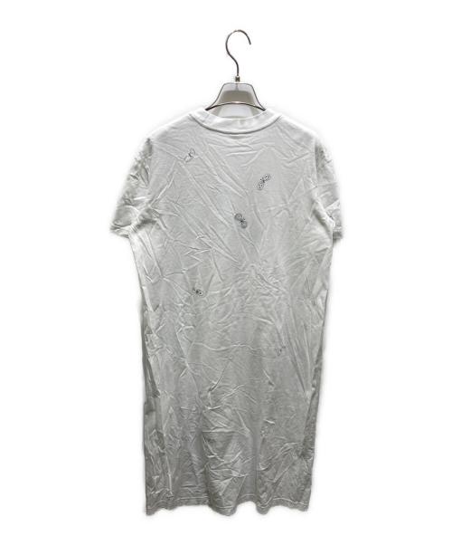 mina perhonen（ミナ ペルホネン）mina perhonen (ミナ ペルホネン) 蝶々刺繍カットソーワンピース ホワイト サイズ:40の古着・服飾アイテム