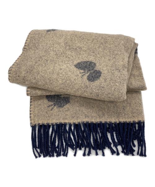 KLIPPAN（クリッパン）KLIPPAN (クリッパン) 蝶々メリノウールマフラー ベージュの古着・服飾アイテム