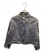 CHANELシャネル）の古着「ココマークボタンクロップド丈長袖シャツ」｜グレー