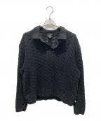 stussyステューシー）の古着「ダメージ加工襟付きスキッパーニット」｜ブラック