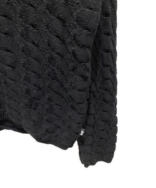 stussy（ステューシー）stussy (ステューシー) ダメージ加工襟付きスキッパーニット ブラック サイズ:Lの古着・服飾アイテム