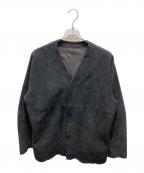 YOKE×Exclusiveヨーク）の古着「スウェードノーカラージャケット」｜ブラック