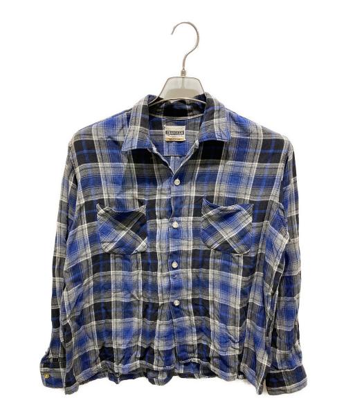 GRANELLA（グラネーロ）GRANELLA (グラネーロ) レーヨンチェックシャツ ブルー サイズ:Ｌの古着・服飾アイテム