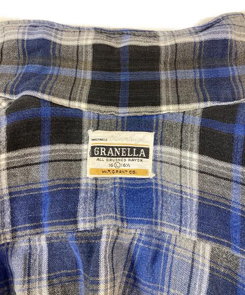 GRANELLA（グラネーロ）GRANELLA (グラネーロ) レーヨンチェックシャツ ブルー サイズ:Ｌの古着・服飾アイテム