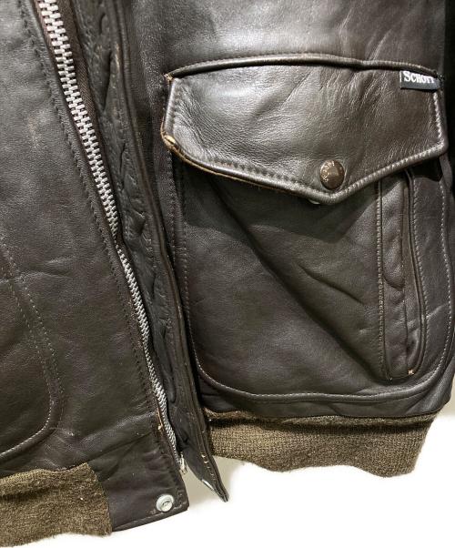 Schott（ショット）Schott (ショット) レザーフライトジャケット ブラウン サイズ:44の古着・服飾アイテム