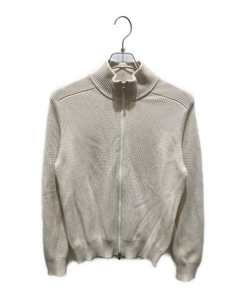 GRAN SASSO（グランサッソ）GRAN SASSO (グランサッソ) ミドルゲージコットンイングリッシュリブスタンドカラーニットブルゾン ベージュ サイズ:46の古着・服飾アイテム