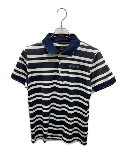 BRIEFING（ブリーフィング）BRIEFING (ブリーフィング) STRIPE POLO ボーダーポロシャツ ネイビー×ホワイト サイズ:Ｍの古着・服飾アイテム