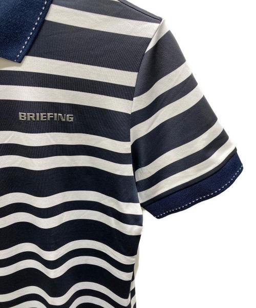 BRIEFING（ブリーフィング）BRIEFING (ブリーフィング) STRIPE POLO ボーダーポロシャツ ネイビー×ホワイト サイズ:Ｍの古着・服飾アイテム