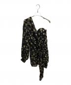 Saint Laurent Parisサンローランパリ）の古着「シルクアシンメトリーミニドレス」｜ブラック×ゴールド