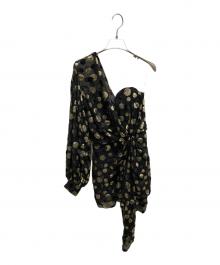 Saint Laurent Paris（サンローランパリ）の古着「シルクアシンメトリーミニドレス」｜ブラック×ゴールド