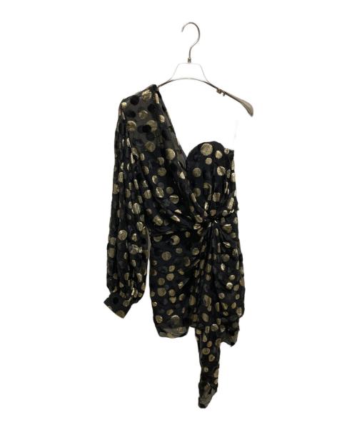 Saint Laurent Paris（サンローランパリ）Saint Laurent Paris (サンローランパリ) シルクアシンメトリーミニドレス ブラック×ゴールド サイズ:34の古着・服飾アイテム