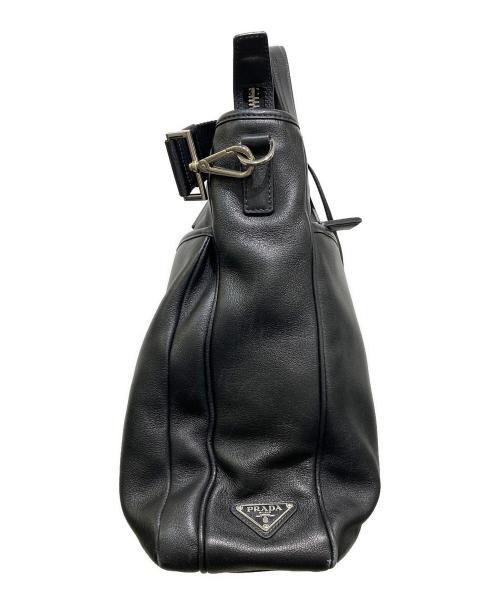 PRADA（プラダ）PRADA (プラダ) 三角ロゴプレート2WAYハンドバッグ ブラックの古着・服飾アイテム
