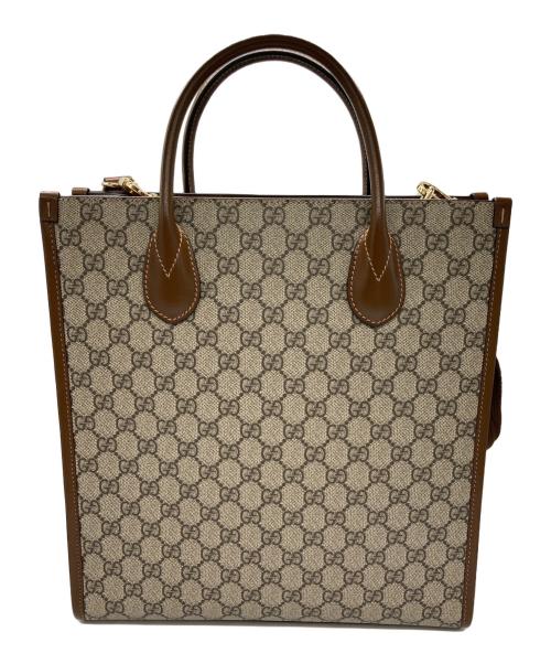 GUCCI（グッチ）GUCCI (グッチ) インターロッキングG付き2WAYハンドバッグ ブラウンの古着・服飾アイテム