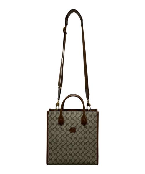 GUCCI（グッチ）GUCCI (グッチ) インターロッキングG付き2WAYハンドバッグ ブラウンの古着・服飾アイテム