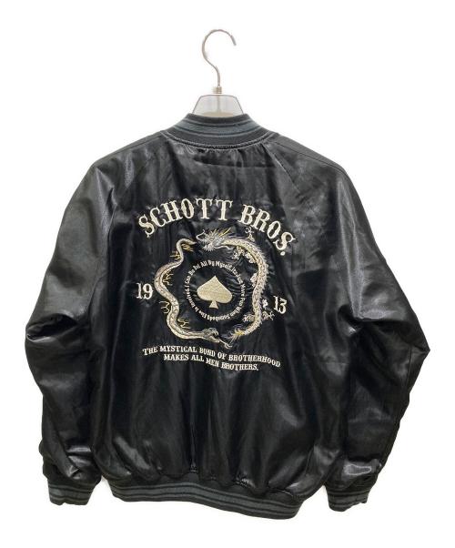 Schott（ショット）Schott (ショット) REVERSIBLE SOUVENIR JACKET ベージュ×ブラック サイズ:Ｌの古着・服飾アイテム