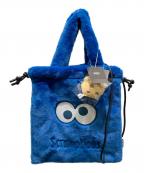 ear PAPILLONNER×SESAME STREETイアパピヨネ×セサミストリート）の古着「コラボ巾着バッグ」｜ブルー