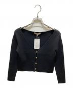 Apuweiser-richeアプワイザーリッシェ）の古着「変形ボタン カーデ 黄緑 カーディガン」｜ブラック