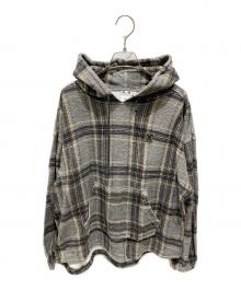 X-GIRL（エックスガール）の古着「SHAGGY PLAID HOODIE」｜グレー