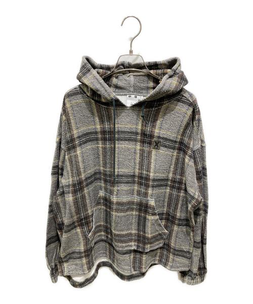 X-GIRL（エックスガール）X-GIRL (エックスガール) SHAGGY PLAID HOODIE グレー サイズ:Ｍの古着・服飾アイテム