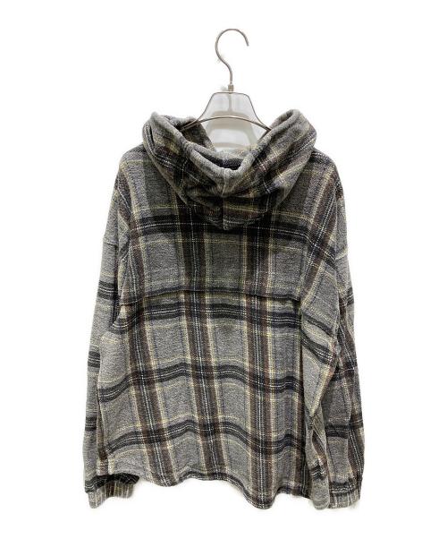 X-GIRL（エックスガール）X-GIRL (エックスガール) SHAGGY PLAID HOODIE グレー サイズ:Ｍの古着・服飾アイテム