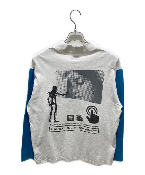 C.E（シーイー）C.E (シーイー) プリントハイネックカットソー ホワイト×ブルー サイズ:Ｌの古着・服飾アイテム