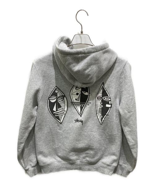 stussy（ステューシー）stussy (ステューシー) ロゴプリントプルオーバーパーカー グレー サイズ:Sの古着・服飾アイテム