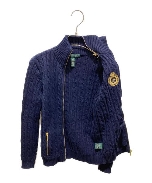 LAUREN RALPH LAUREN（ローレンラルフローレン）LAUREN RALPH LAUREN (ローレンラルフローレン) ケーブルエンブレムニット ネイビー サイズ:XSの古着・服飾アイテム