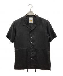 MAISON SPECIAL（メゾンスペシャル）の古着「Calendering Triacetate Dress-Over Short Sleeve Open Collar Shirt　シレー加工トリアセテートドレスオーバーショートスリーブオープンカラーシャツ」｜ブラック
