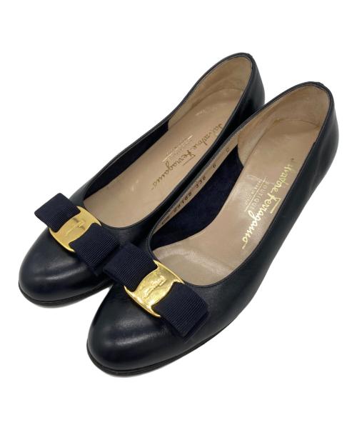 Salvatore Ferragamo（サルヴァトーレ フェラガモ）Salvatore Ferragamo (サルヴァトーレ フェラガモ) リボンヒールパンプス ブラック サイズ:6の古着・服飾アイテム