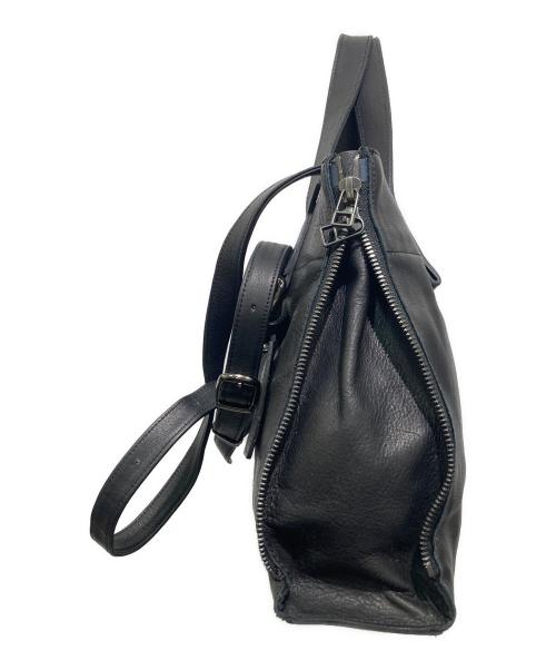 discord Yohji Yamamoto（ディスコード ヨウジヤマモト）discord Yohji Yamamoto (ディスコード ヨウジヤマモト) カウレザージッパーハンドバック ブラックの古着・服飾アイテム