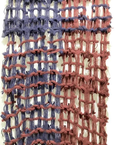 GROUND Y（グラウンドワイ）GROUND Y (グラウンドワイ) Dobby wool Lattice stole ネイビーの古着・服飾アイテム