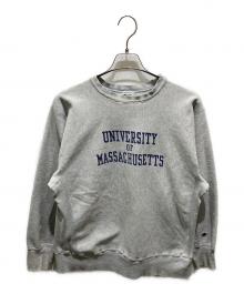 Champion REVERSE WEAVE（チャンピオン リバース ウィーブ）の古着「染み込みプリントクルーネックスウェット」｜グレー