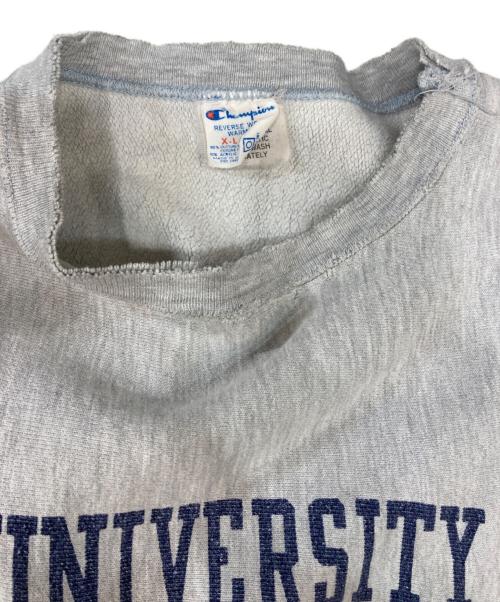 Champion REVERSE WEAVE（チャンピオン リバース ウィーブ）Champion REVERSE WEAVE (チャンピオン リバース ウィーブ) 染み込みプリントクルーネックスウェット グレー サイズ:XLの古着・服飾アイテム