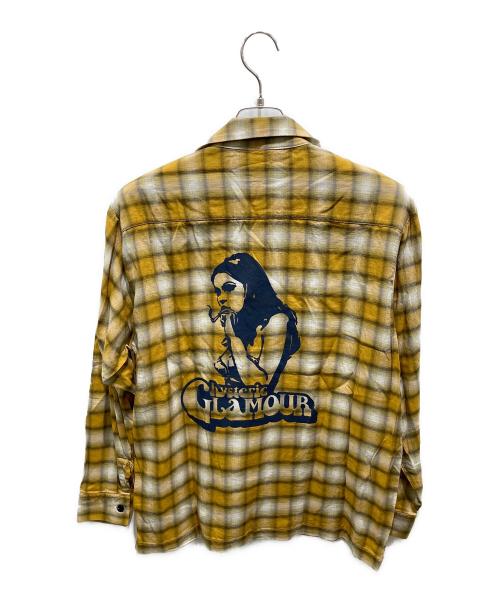 Hysteric Glamour（ヒステリックグラマー）Hysteric Glamour (ヒステリックグラマー) SMOKING GIRL オープンカラーシャツ イエロー サイズ:Lの古着・服飾アイテム
