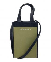 MARNI（マルニ）の古着「ジャガードロゴミニクロスボディ　ショルダーバッグ」｜グリーン