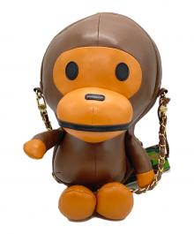 BAPE BY A BATHING APE（ベイプバイアベイシングエイプ）の古着「BABY MILO PLUSH DOLL CHAIN SHOULDER BAG　ベイビーマイロプラッシュドールチェーンショルダーバッグ」｜ブラウン