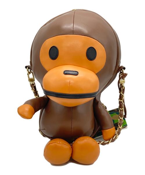 BAPE BY A BATHING APE（ベイプバイアベイシングエイプ）BAPE BY A BATHING APE (ベイプバイアベイシングエイプ) BABY MILO PLUSH DOLL CHAIN SHOULDER BAG　ベイビーマイロプラッシュドールチェーンショルダーバッグ ブラウンの古着・服飾アイテム