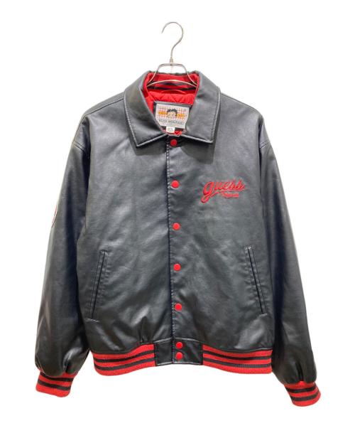 GUESS（ゲス）GUESS (ゲス) BETTY BOOP (ベティー・ブープ) GO BETTY BOOP UNISEX PU JACK　ゴーベティーブープユニセックスピーユージャケット　コーチジャケット ブラック サイズ:LLの古着・服飾アイテム