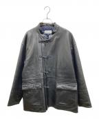 eN ROUTEアンルート）の古着「ラムレザーチャイナジャケット」｜ブラック