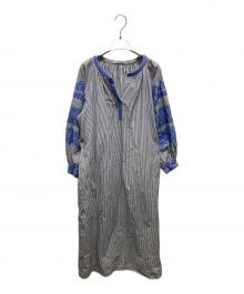 ne quittez pas（ヌキテパ）の古着「刺繍ブラウスワンピース」｜ホワイト×ネイビー