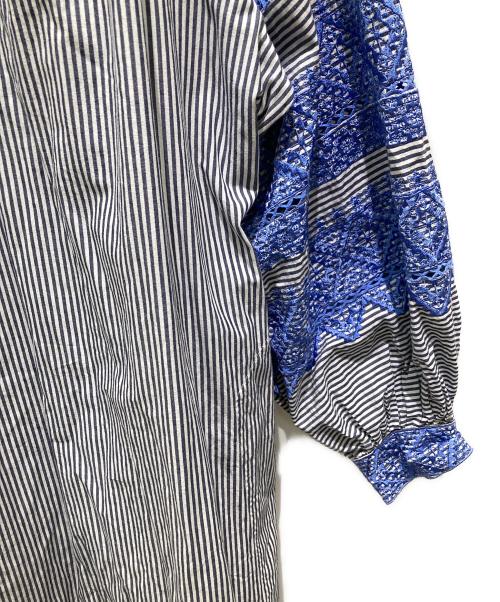 ne quittez pas（ヌキテパ）ne quittez pas (ヌキテパ) 刺繍ブラウスワンピース ホワイト×ネイビー サイズ:Ｍの古着・服飾アイテム