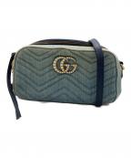 GUCCIグッチ）の古着「GGマーモント　キルティングデニムショルダーバッグ」｜ブルー