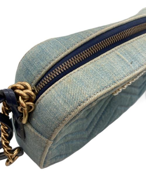 GUCCI（グッチ）GUCCI (グッチ) GGマーモント　キルティングデニムショルダーバッグ ブルーの古着・服飾アイテム