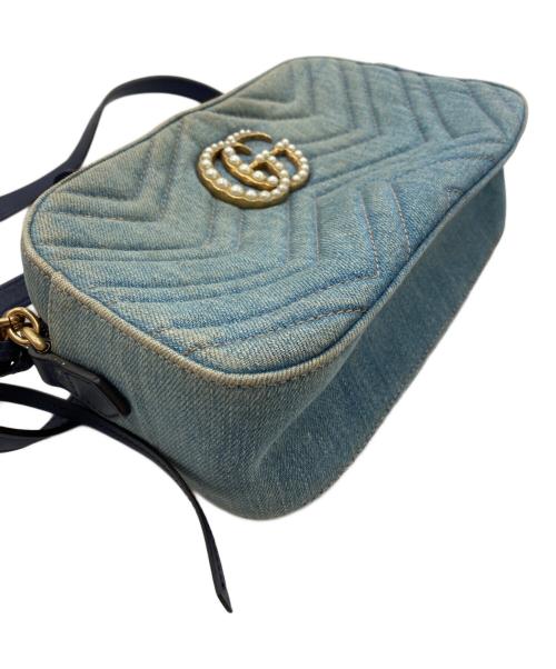 GUCCI（グッチ）GUCCI (グッチ) GGマーモント　キルティングデニムショルダーバッグ ブルーの古着・服飾アイテム