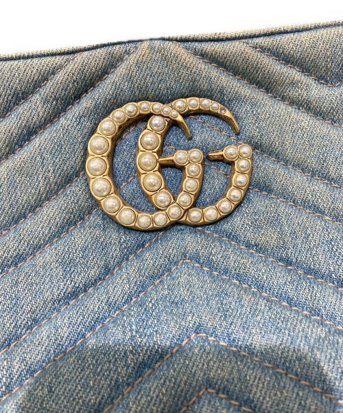 GUCCI（グッチ）GUCCI (グッチ) GGマーモント　キルティングデニムショルダーバッグ ブルーの古着・服飾アイテム