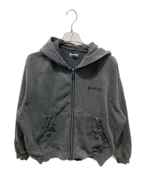 SUPPLIER（サプライヤー）SUPPLIER (サプライヤー) ユーズド加工ジップパーカー ブラック サイズ:Sの古着・服飾アイテム