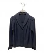 anuansアニュアンス）の古着「ダブルサテンショールカラーブラウス」｜ネイビー