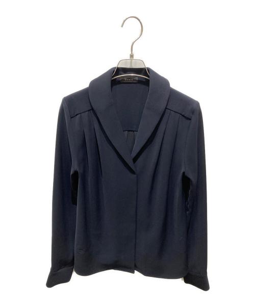 anuans（アニュアンス）anuans (アニュアンス) ダブルサテンショールカラーブラウス ネイビー サイズ:Ｆ 未使用品の古着・服飾アイテム